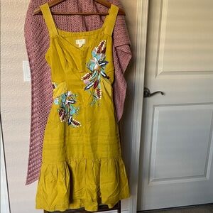 Maeve Yellow Dress with Multicolor Embroidery